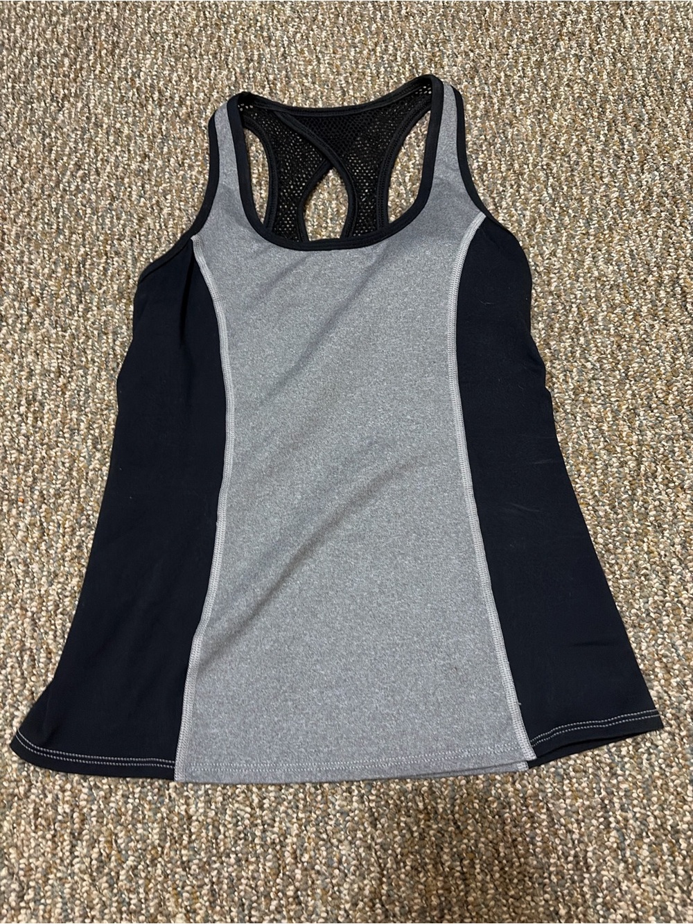 Trina Turk Gray and Black Racerback Athletic Tank